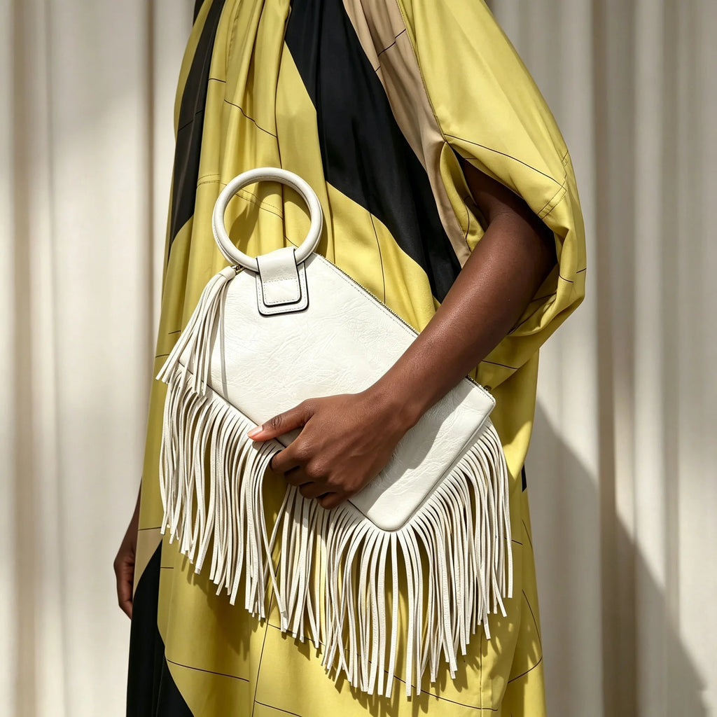 Vintage and personalized women's fringed clutch bag, fashionable street style Y2K handbag