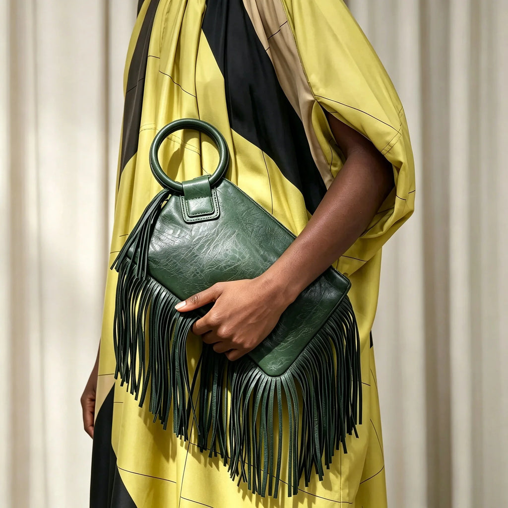 Vintage and personalized women's fringed clutch bag, fashionable street style Y2K handbag