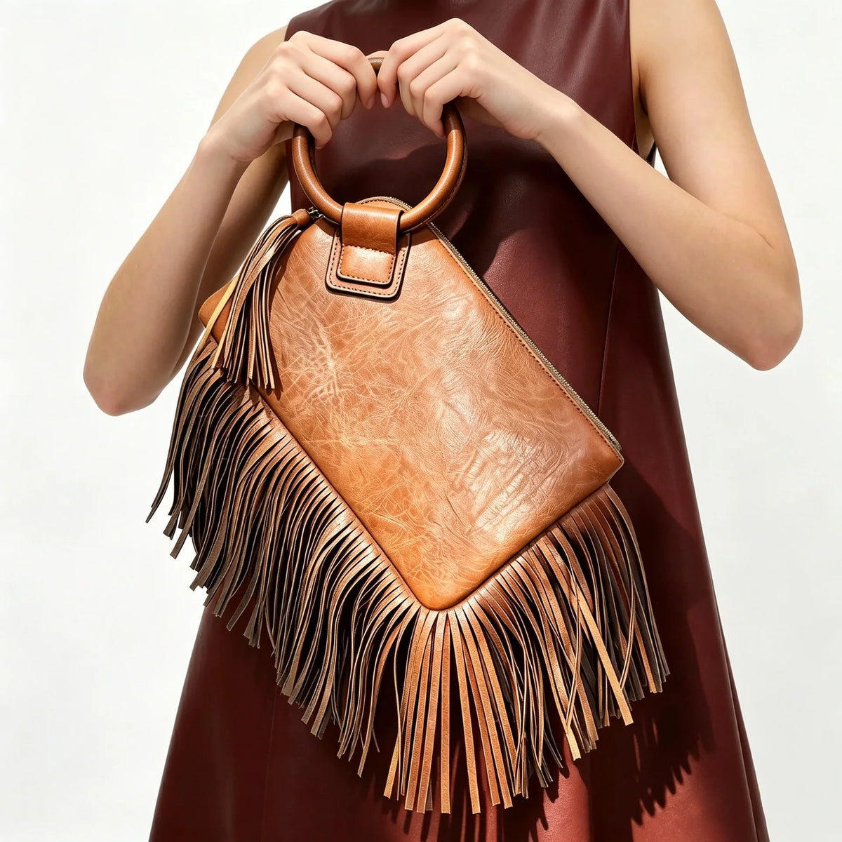 Vintage and personalized women's fringed clutch bag, fashionable street style Y2K handbag