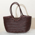 Handbags Women's Genuine Leather Shoulder Bag Weaving Casual Shopping Bag Vintage Big Tote Purse Cowhide Cross Hand Bags Lady