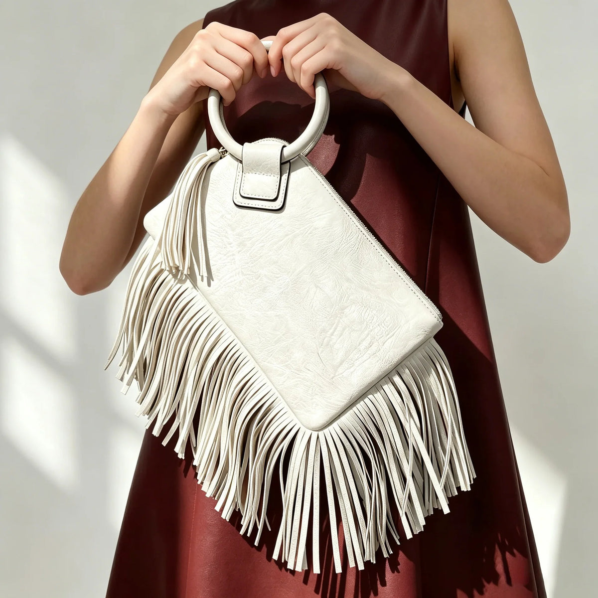 Vintage and personalized women's fringed clutch bag, fashionable street style Y2K handbag