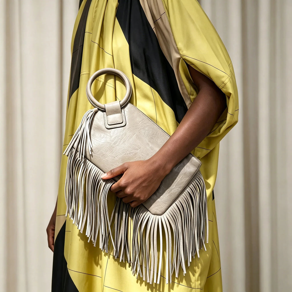 Vintage and personalized women's fringed clutch bag, fashionable street style Y2K handbag
