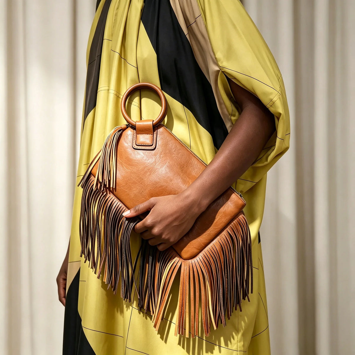Vintage and personalized women's fringed clutch bag, fashionable street style Y2K handbag
