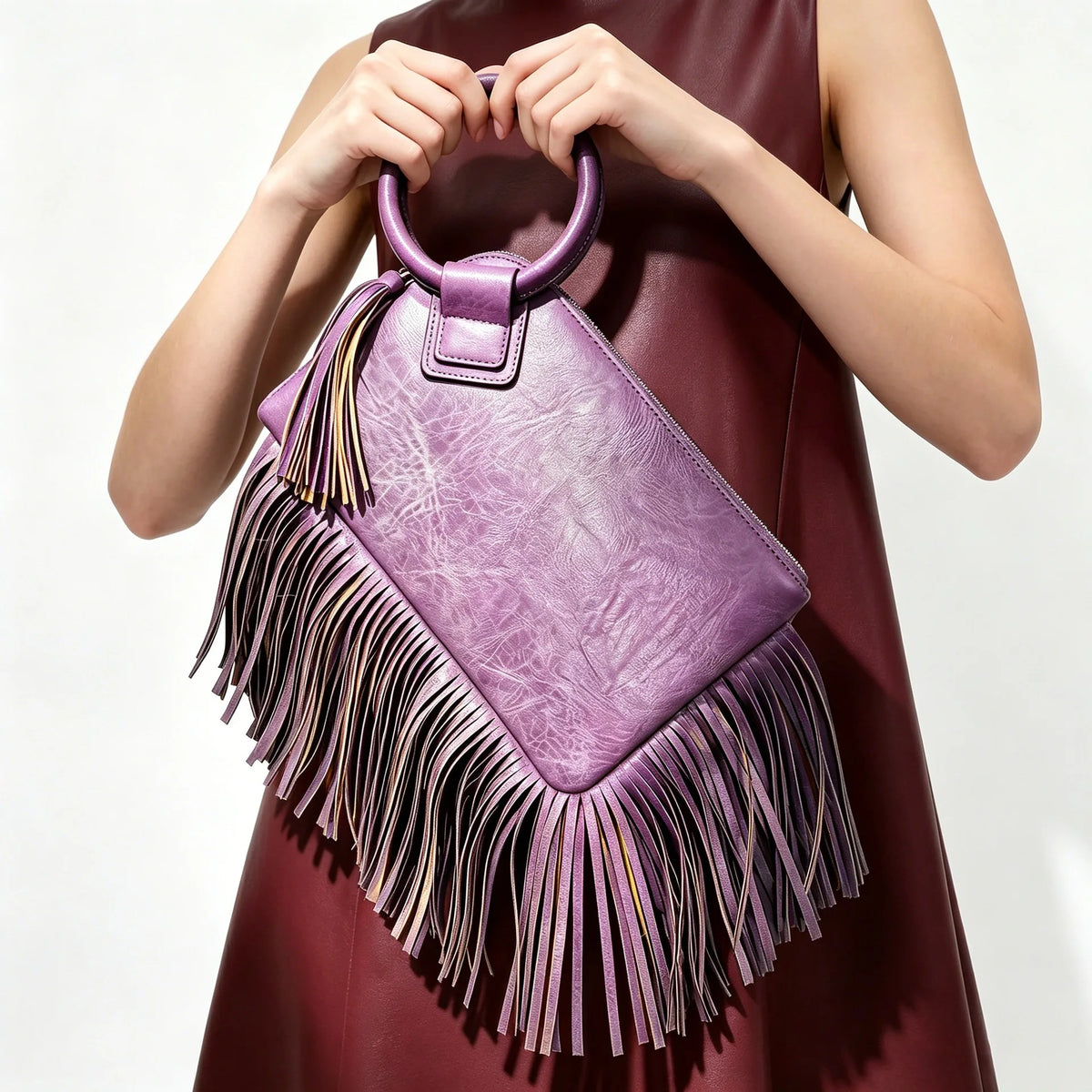 Vintage and personalized women's fringed clutch bag, fashionable street style Y2K handbag