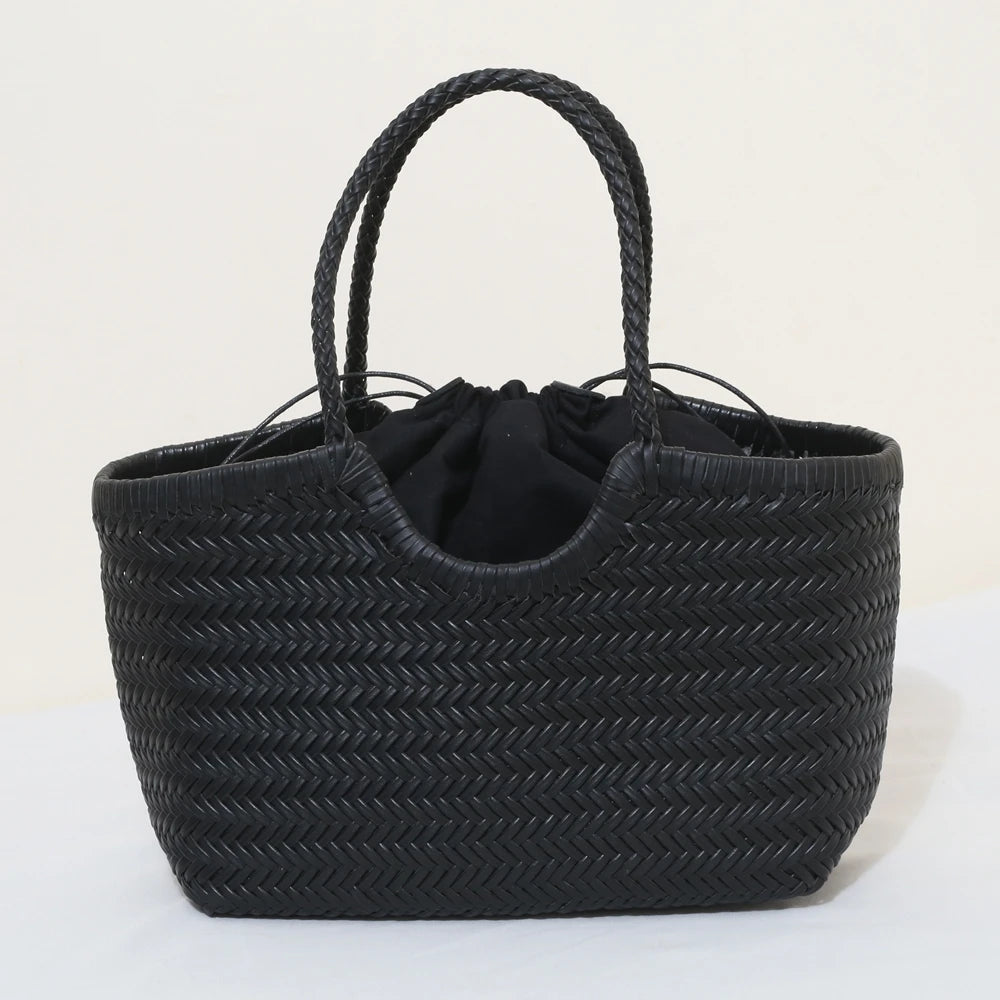 Handbags Women's Genuine Leather Shoulder Bag Weaving Casual Shopping Bag Vintage Big Tote Purse Cowhide Cross Hand Bags Lady