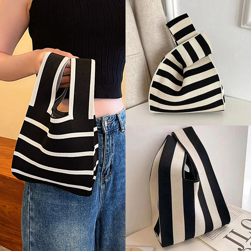 Fashionable Hand-woven Handbag - Women's Mini Buttoned Handbag - Korean-style Casual Handbag - Reusable Shopping Bag