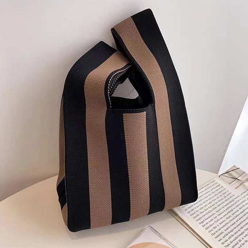Fashionable Hand-woven Handbag - Women's Mini Buttoned Handbag - Korean-style Casual Handbag - Reusable Shopping Bag