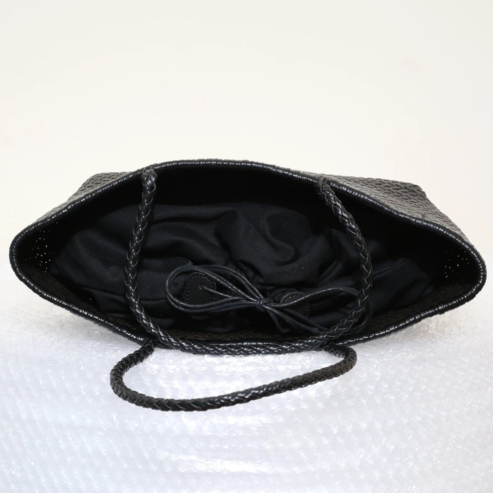Handbags Women's Genuine Leather Shoulder Bag Weaving Casual Shopping Bag Vintage Big Tote Purse Cowhide Cross Hand Bags Lady