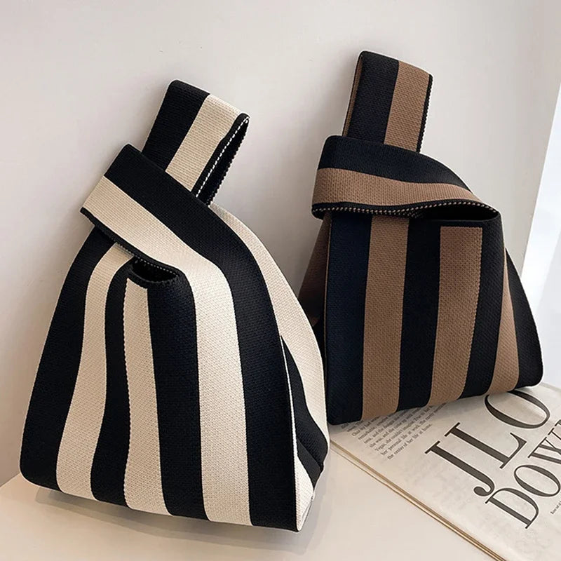 Fashionable Hand-woven Handbag - Women's Mini Buttoned Handbag - Korean-style Casual Handbag - Reusable Shopping Bag