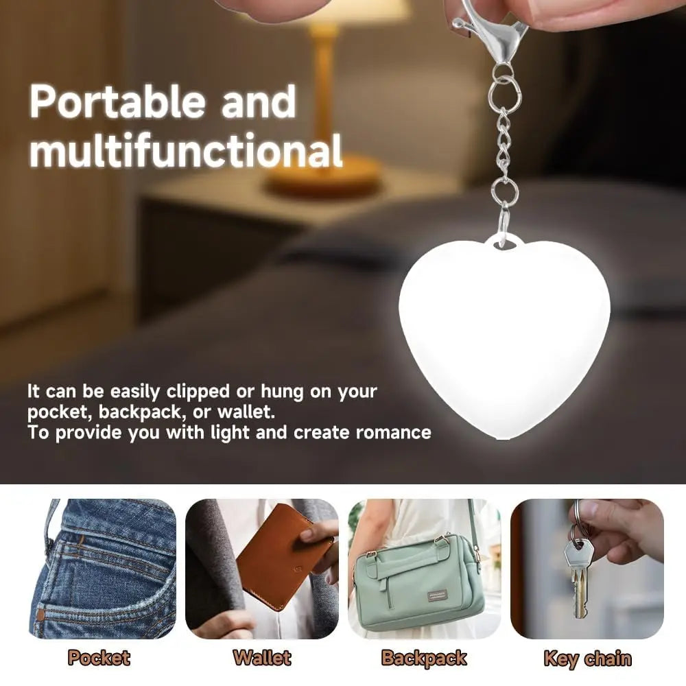 1/2PCS Purse Heart LED Light Handbag Lamp Automatic Motion Activated Purse Heart Shaped Night Light for Women Bah Purse Charm