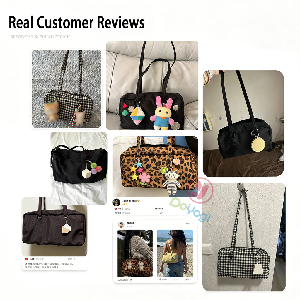 Nylon Tote Bag Bowler Bag Women Shoulder Purse with Keychain Clip, Lightweight Zipper Handbag Daily Work Travel Gym Gift for Mum