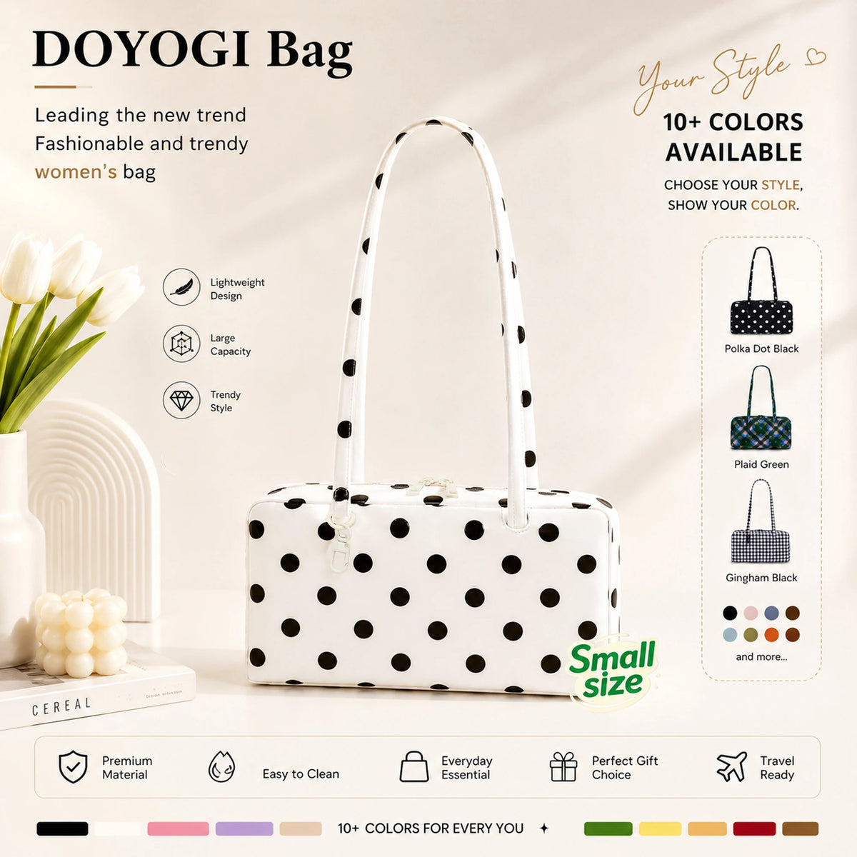 Nylon Tote Bag Bowler Bag Women Shoulder Purse with Keychain Clip, Lightweight Zipper Handbag Daily Work Travel Gym Gift for Mum