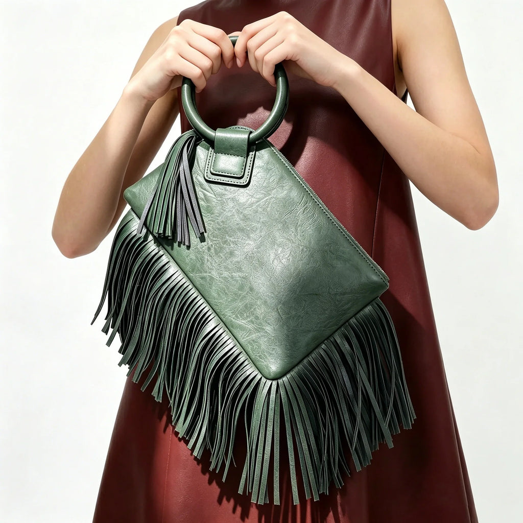 Vintage and personalized women's fringed clutch bag, fashionable street style Y2K handbag