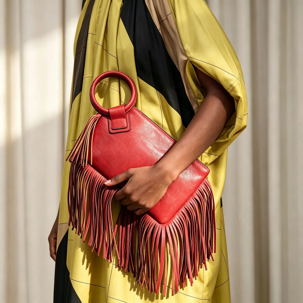 Vintage and personalized women's fringed clutch bag, fashionable street style Y2K handbag